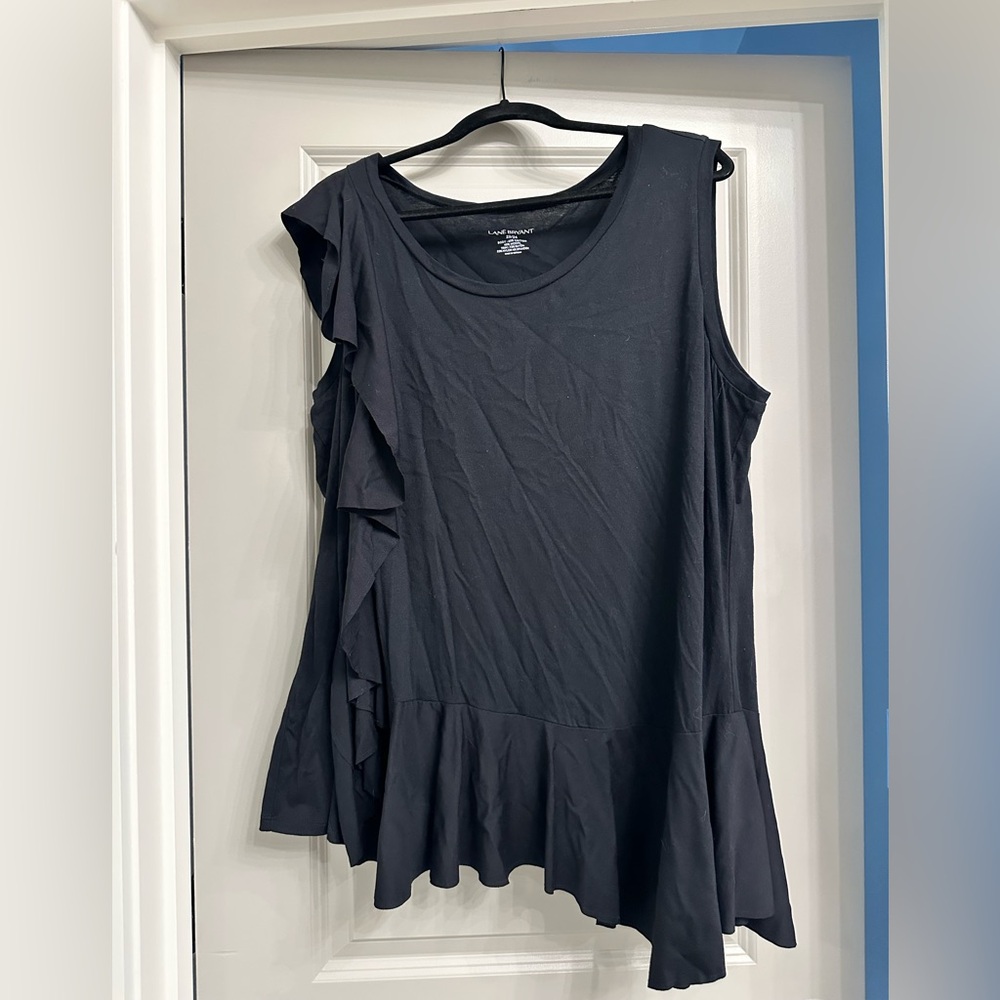 Lane Bryant Black Ruffle Tank Top